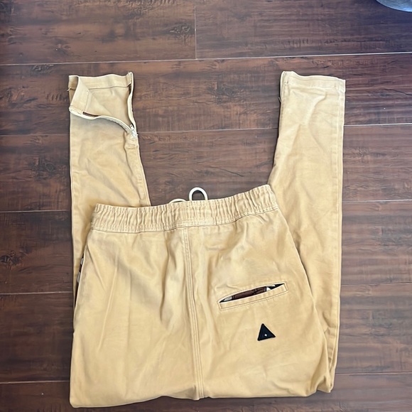 I Love Ugly cream tan  Denim Joggers Cuff Zippers lined size small - Picture 7 of 12